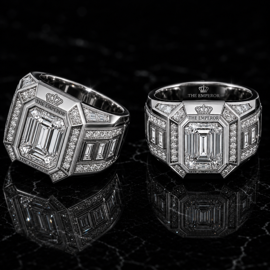 White Gold Signet Pair