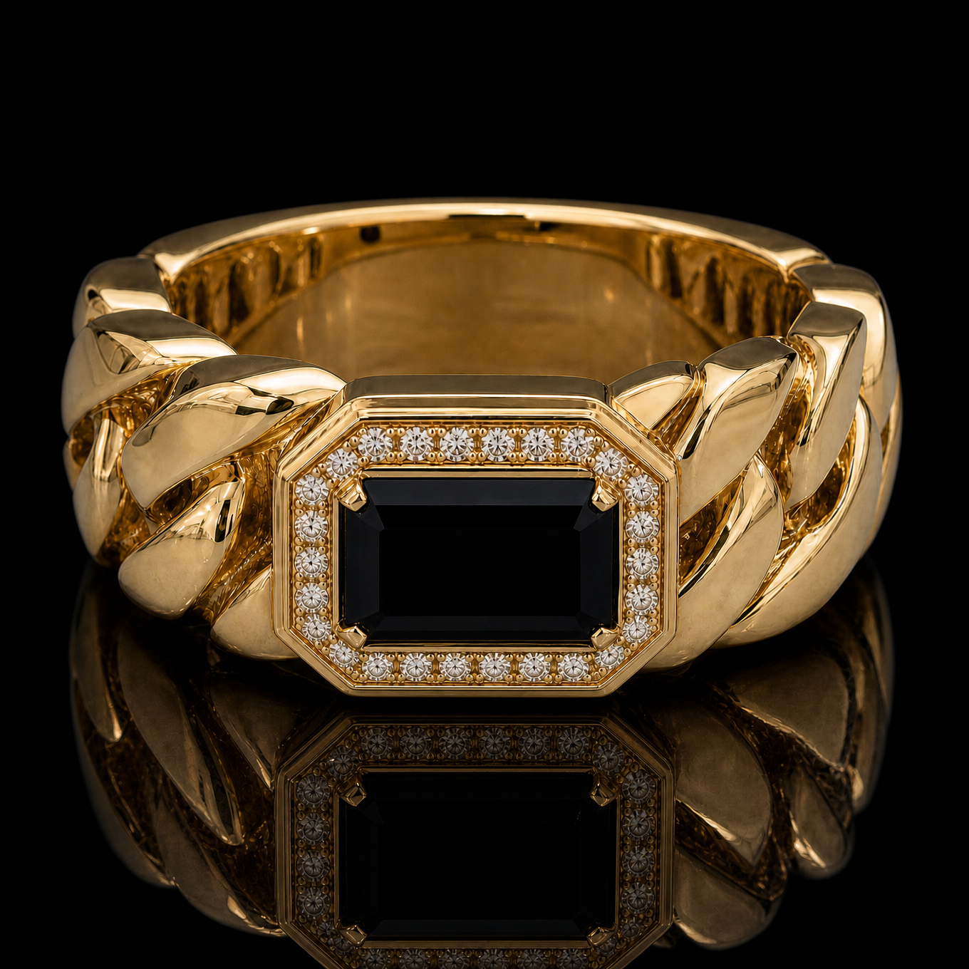 Gold Cuban Onyx Signet